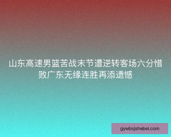 山东高速男篮苦战末节遭逆转客场六分惜败广东无缘连胜再添遗憾