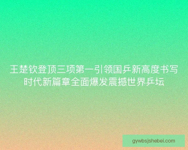 王楚钦登顶三项第一引领国乒新高度书写时代新篇章全面爆发震撼世界乒坛