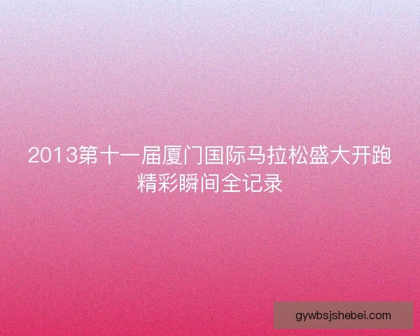 2013第十一届厦门国际马拉松盛大开跑精彩瞬间全记录
