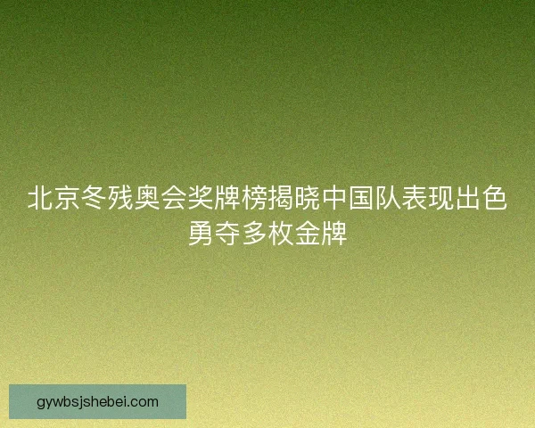 北京冬残奥会奖牌榜揭晓中国队表现出色勇夺多枚金牌