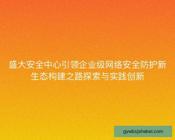 盛大安全中心引领企业级网络安全防护新生态构建之路探索与实践创新